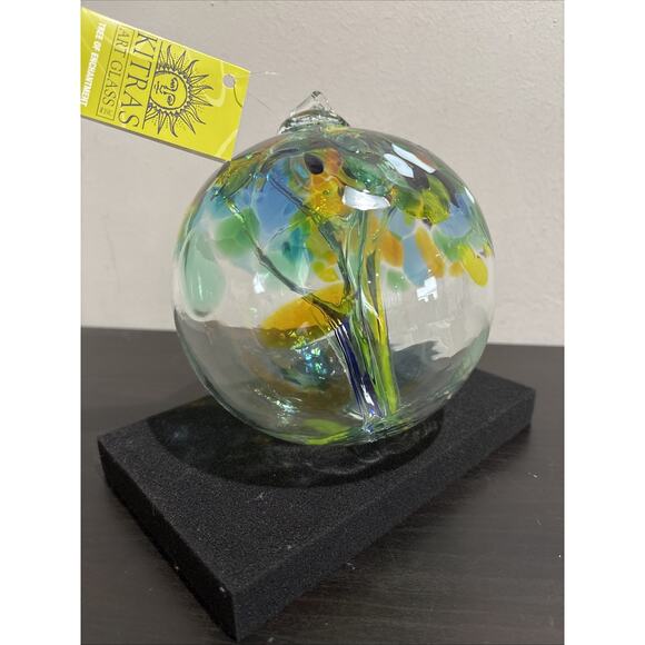 Kitras Art Glass Tree Of Enchantment Large 6” Handmade Hand Blown Orb - Picture 6 of 13